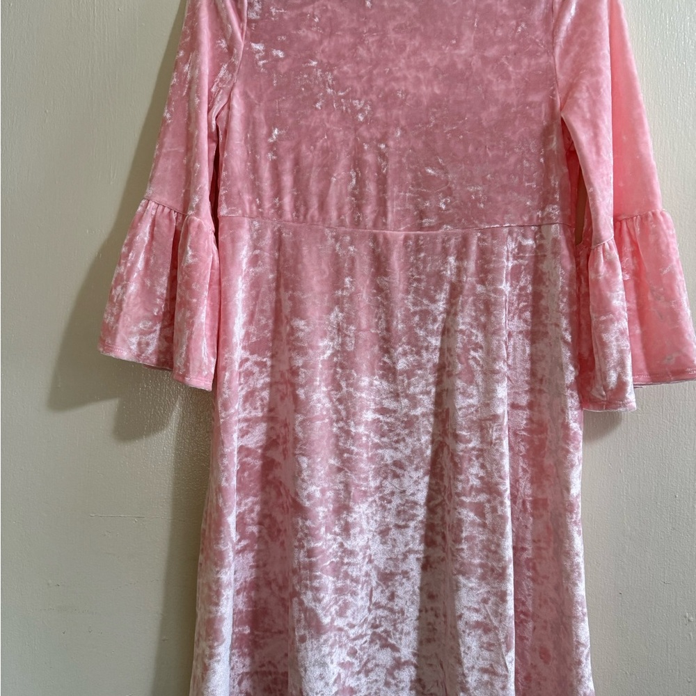 Charming Pink Velvet Kids Dress
